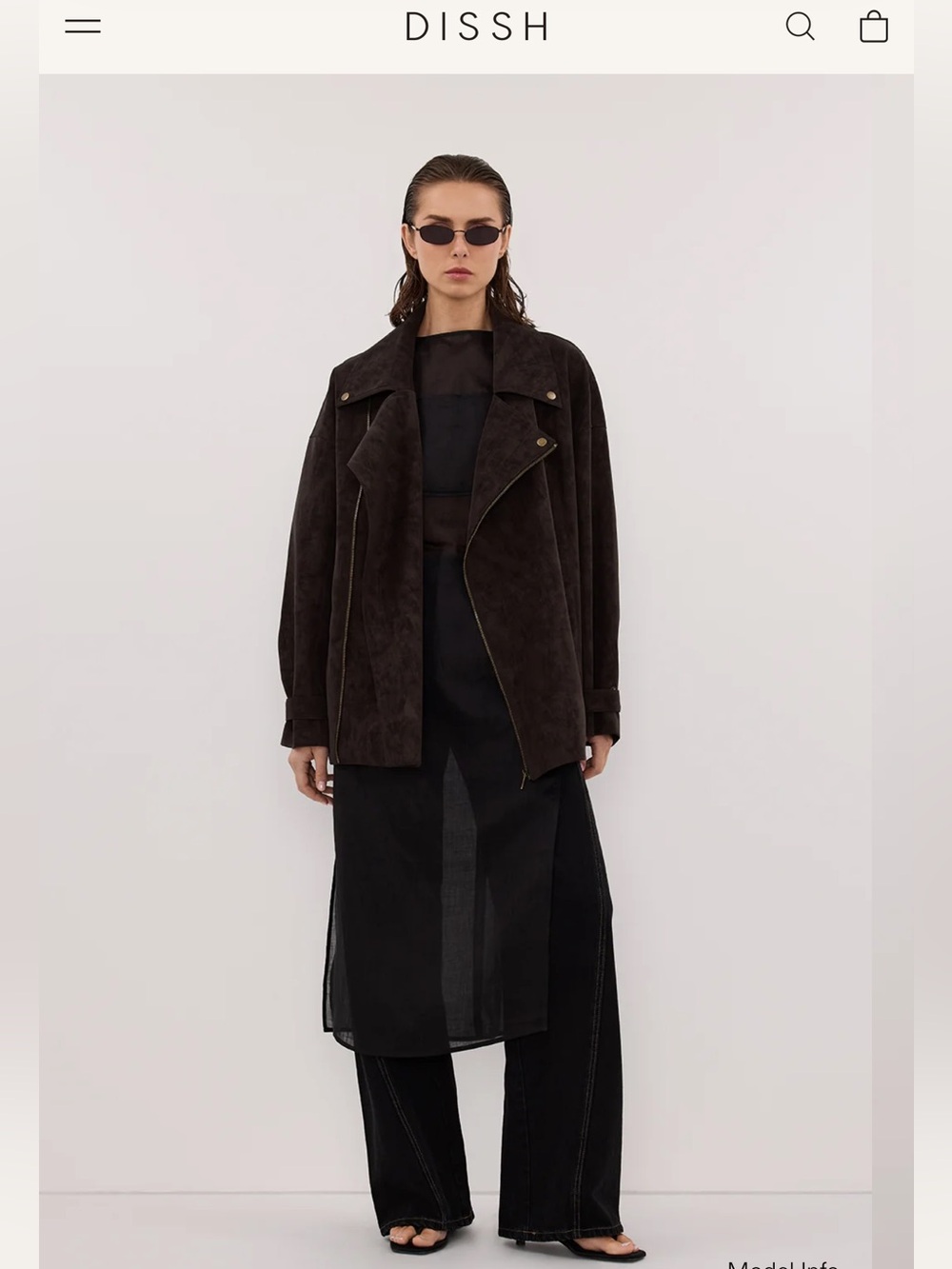 DISSH Oakland Faux Suede Jacket in Chocolate Brown- NWT SZ US 6